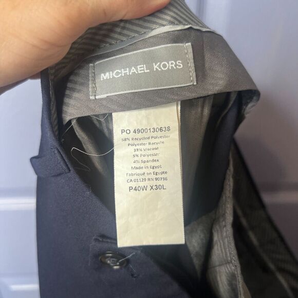 Michael Kors Navy Blue Flat Front Creased Straight Leg Dress Pant Trouser 40/26* - Picture 8 of 10